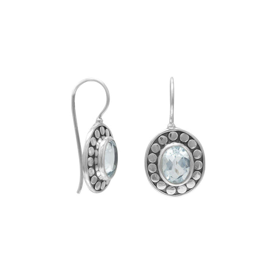 Oxidized Blue Topaz Earrings freeshipping - Higher Class Elegance
