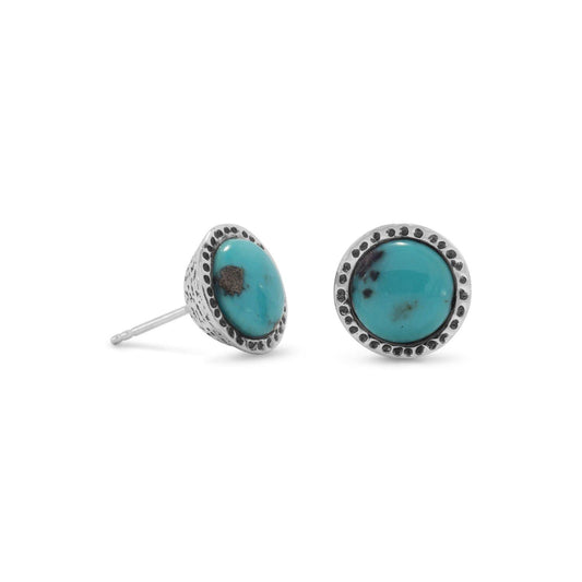 Oxidized Stabilized Turquoise Stud Earrings freeshipping - Higher Class Elegance
