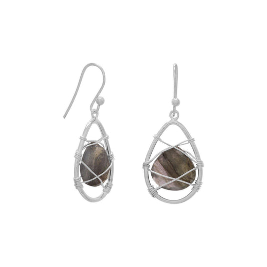 Wire Wrap Labradorite Earrings freeshipping - Higher Class Elegance