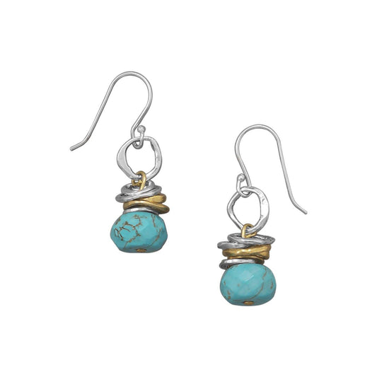 Two Tone Turquoise Drop Earrings freeshipping - Higher Class Elegance