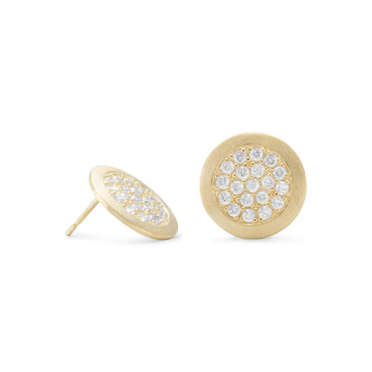 14 Karat Gold Plated Pave CZ Post Earrings freeshipping - Higher Class Elegance