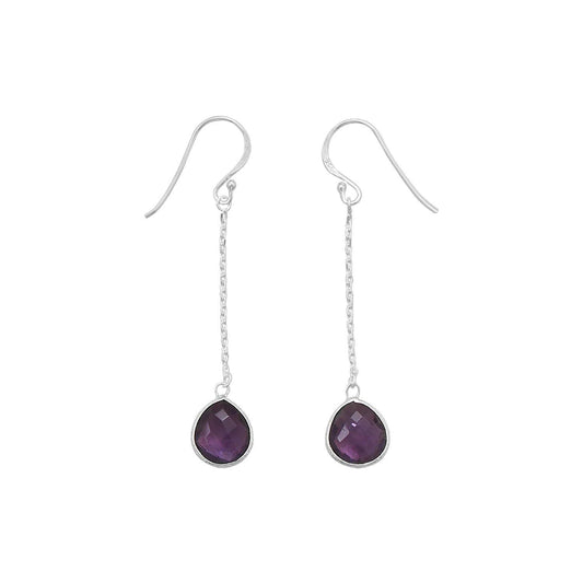 Amethyst Chain Drop Earrings freeshipping - Higher Class Elegance