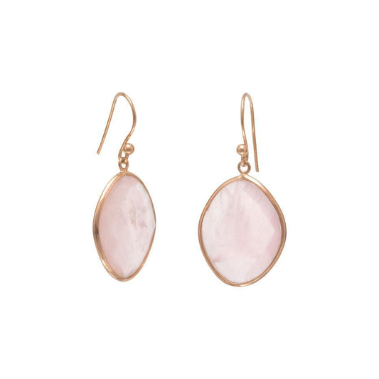 14 Karat Rose Gold Plated Rose Quartz Earrings freeshipping - Higher Class Elegance