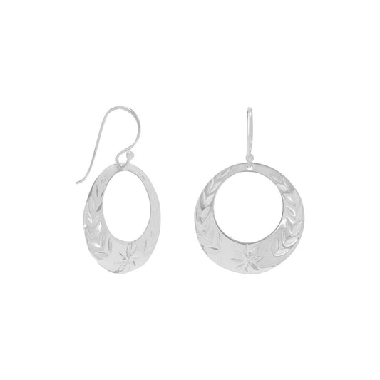Floral Design Diamond Cut Circle Earrings freeshipping - Higher Class Elegance