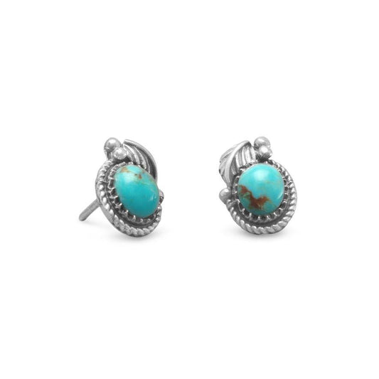 Southwest Style Reconstituted Turquoise Stud Earrings freeshipping - Higher Class Elegance