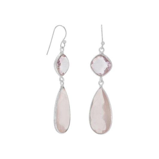 Pink Amethyst and Rose Quartz Drop Earrings freeshipping - Higher Class Elegance