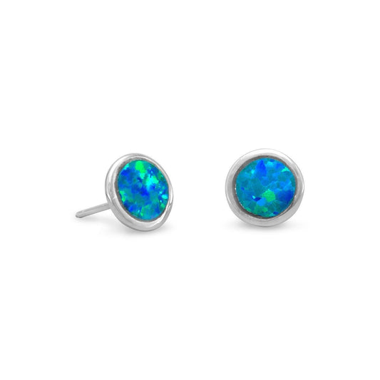 Rhodium Plated Synthetic Opal Stud Earrings freeshipping - Higher Class Elegance