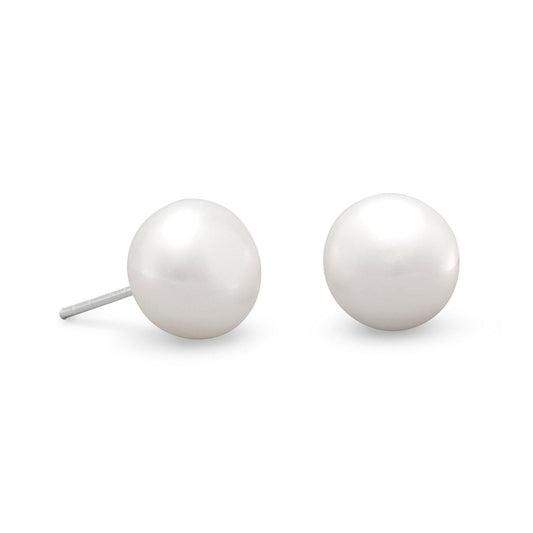 White Cultured Freshwater Pearl Stud Earrings freeshipping - Higher Class Elegance