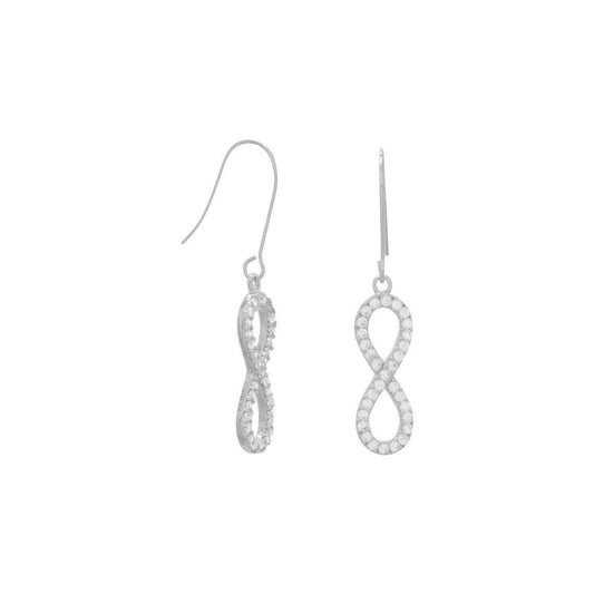 Rhodium Plated CZ Infinity Drop Earrings freeshipping - Higher Class Elegance