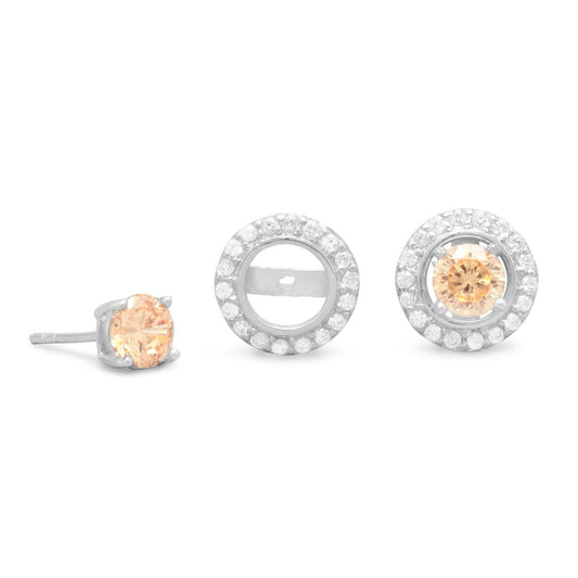 Rhodium Plated CZ Frame Earring Jackets. CZ Stud Earrings Sold Separately. freeshipping - Higher Class Elegance