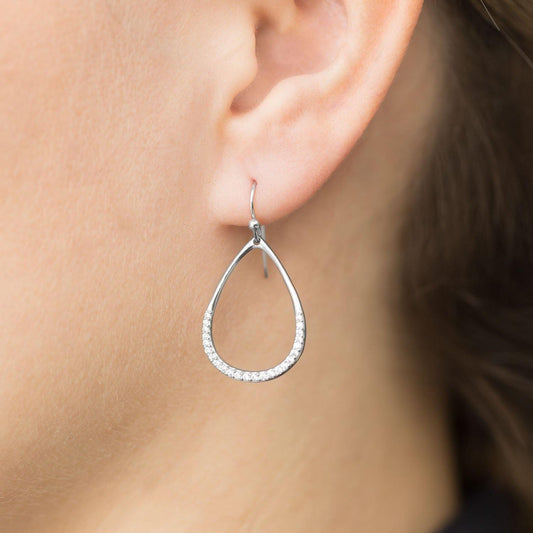 Rhodium Plated CZ Pear Drop Earrings freeshipping - Higher Class Elegance