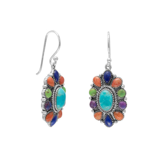Oxidized Multistone Oval Earrings freeshipping - Higher Class Elegance