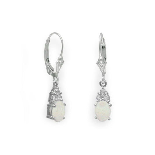 Rhodium Plated Australian Opal and White Topaz Earrings freeshipping - Higher Class Elegance