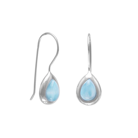 Rhodium Plated Pear Shape Larimar Earrings freeshipping - Higher Class Elegance