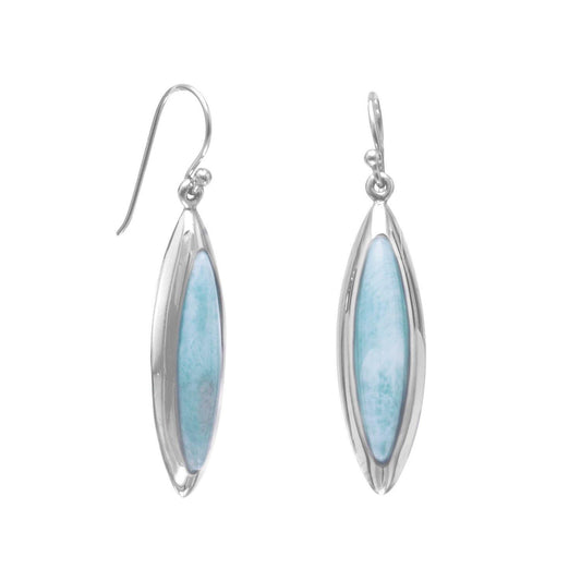 Rhodium Plated Marquise Larimar Earrings freeshipping - Higher Class Elegance