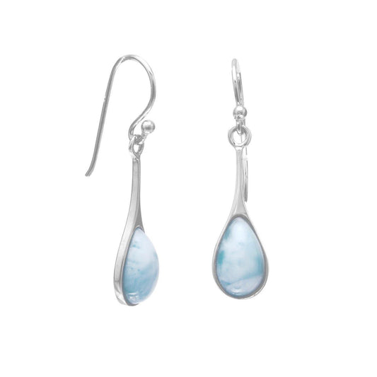 Rhodium Plated Pear Drop Larimar Earrings freeshipping - Higher Class Elegance