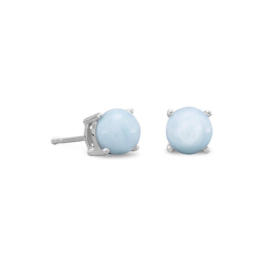 Rhodium Plated Larimar Stud Earrings freeshipping - Higher Class Elegance