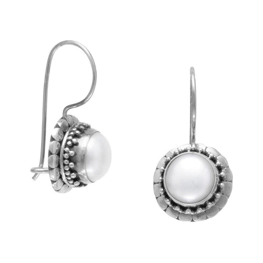 Oxidized Cultured Freshwater Pearl Earrings with Bali Edge freeshipping - Higher Class Elegance
