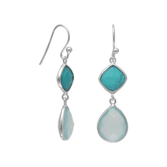 Stabilized Turquoise and Sea Green Chalcedony Drop Earrings freeshipping - Higher Class Elegance