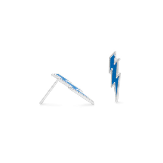 Blue Lightning Bolt Stud Earrings freeshipping - Higher Class Elegance