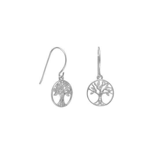 Rhodium Plated CZ Tree of Life Earrings freeshipping - Higher Class Elegance