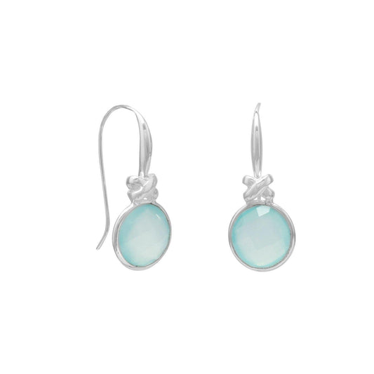 Faceted Sea Green Chalcedony Earrings with "X" Design freeshipping - Higher Class Elegance