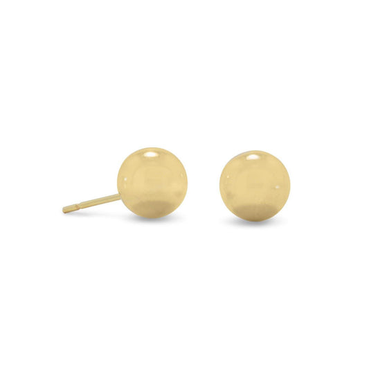 14 Karat Gold Plated 8mm Ball Stud Earrings freeshipping - Higher Class Elegance