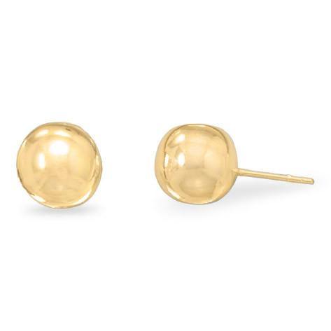 14 Karat Gold Plated 10mm Ball Stud Earrings freeshipping - Higher Class Elegance