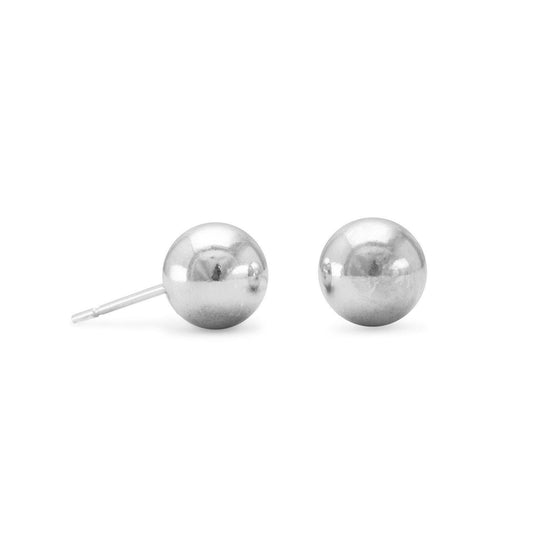 Rhodium Plated 8mm Ball Stud Earrings freeshipping - Higher Class Elegance
