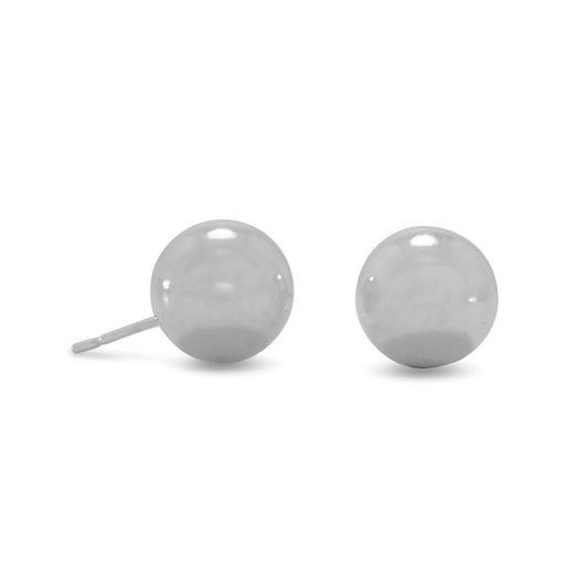Rhodium Plated 10mm Ball Stud Earrings freeshipping - Higher Class Elegance