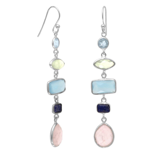 Gorgeous Multistone Long Drop Earrings freeshipping - Higher Class Elegance