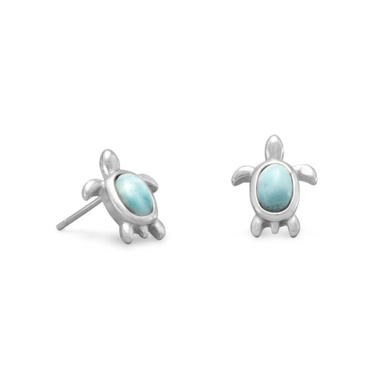 Larimar Turtle Stud Earrings freeshipping - Higher Class Elegance
