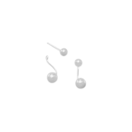 Polished 2 Bead Front Back Earrings freeshipping - Higher Class Elegance