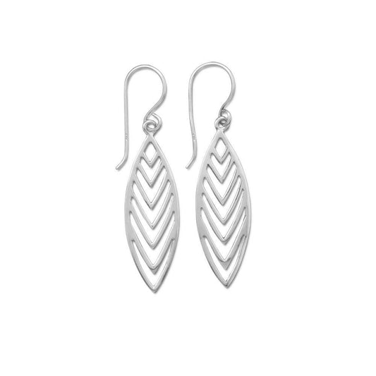 Polished Cut Out "V" Design Drop Earrings freeshipping - Higher Class Elegance