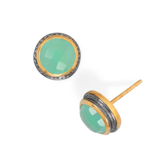 Two Tone Chalcedony Stud Earrings freeshipping - Higher Class Elegance