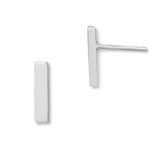 Silver Bar Stud Earrings freeshipping - Higher Class Elegance