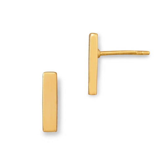 14 Karat Gold Plated Bar Stud Earrings freeshipping - Higher Class Elegance