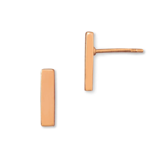 14 Karat Rose Gold Plated Bar Stud Earrings freeshipping - Higher Class Elegance