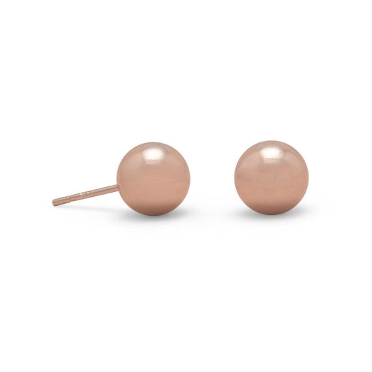 14 Karat Rose Gold Plated 8mm Ball Stud Earrings freeshipping - Higher Class Elegance