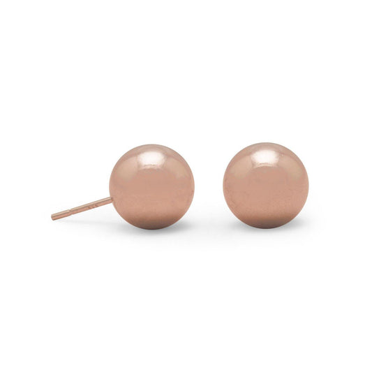 14 Karat Rose Gold Plated 10mm Ball Stud Earrings freeshipping - Higher Class Elegance