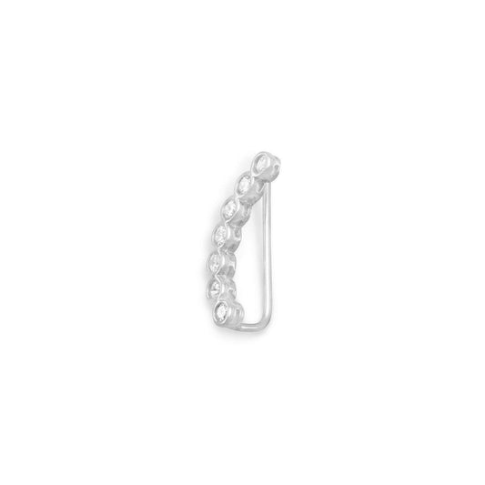 Rhodium Plated Bezel CZ Ear Climbers freeshipping - Higher Class Elegance