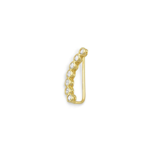 14 Karat Gold Plated Bezel CZ Ear Climbers freeshipping - Higher Class Elegance