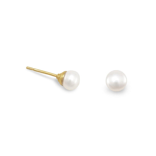 14 Karat Gold Plated Cultured Freshwater Pearl Stud Earrings freeshipping - Higher Class Elegance