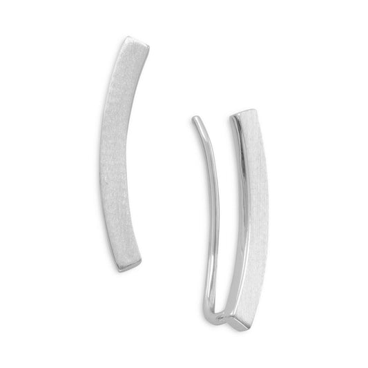 Rhodium Plated Curved Bar Ear Climbers freeshipping - Higher Class Elegance