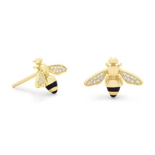 "BEE Mine!" 14 Karat Gold Plated Signity CZ Bee Earrings freeshipping - Higher Class Elegance