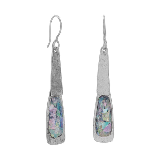 Oxidized Textured Ancient Roman Glass Earrings freeshipping - Higher Class Elegance