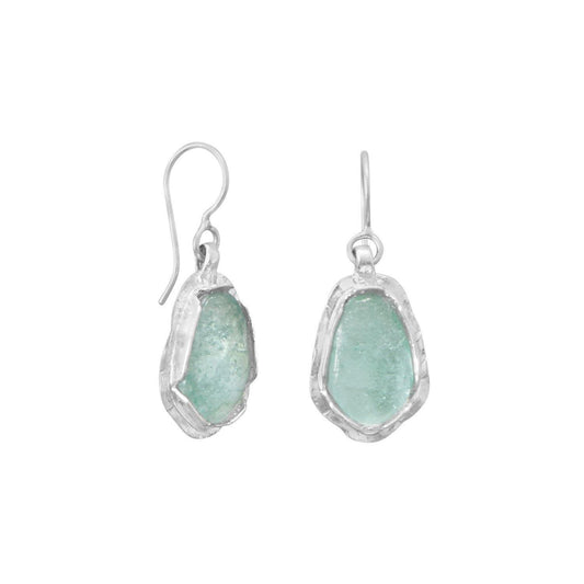 Polished Pear Ancient Roman Glass Drop Earrings freeshipping - Higher Class Elegance