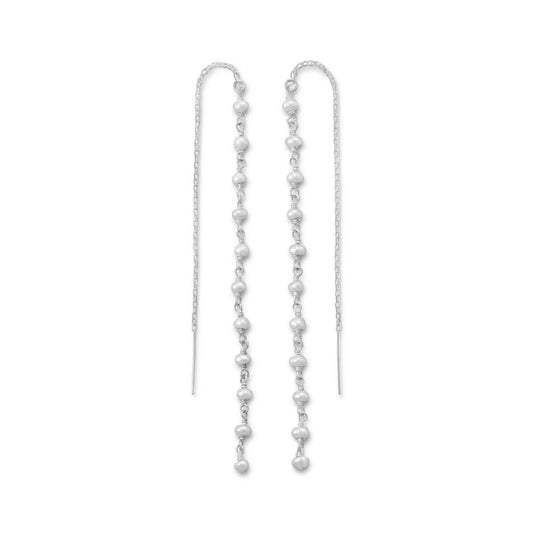 Cultured Freshwater Pearl Bead Threader Earrings freeshipping - Higher Class Elegance