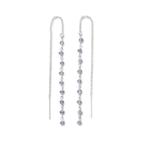 Tanzanite Bead Threader Earrings freeshipping - Higher Class Elegance