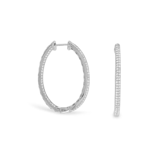 Rhodium Plated CZ In/Out Hoop Earrings freeshipping - Higher Class Elegance